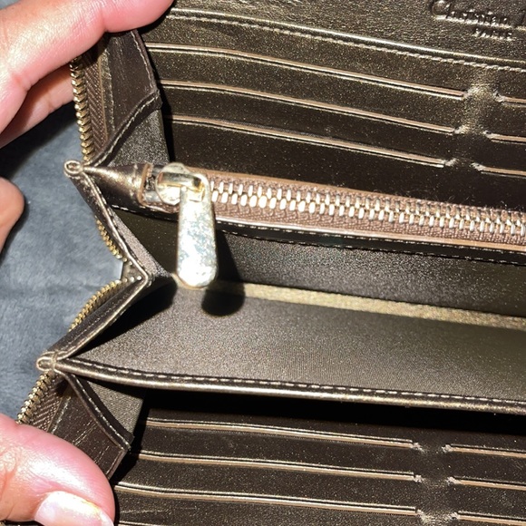 Christian Dior quilted zipper wallet 100% Authentic dark brown color great cons - Picture 7 of 13